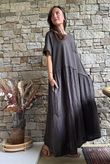 Tasha Damask T Shirt Maxi Dress Chocolate